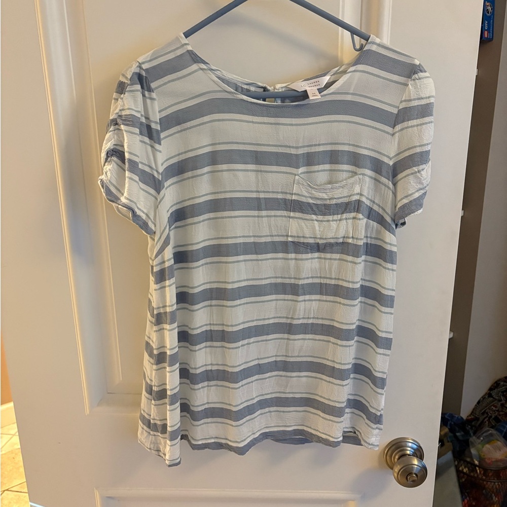 LC Lauren Conrad Blue and White Striped Blouse
